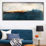 Große gerahmte Kunst Landschaftsmalerei auf Leinwand abstrakte Sonnenuntergang Wandkunst blaue Malerei moderne Wandkunst Acryl | NIGHT FOREST