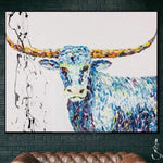 Große Longhorn Malerei Büffel Wandmalerei Original Büffel Malerei auf Leinwand | TEXAS LONGHORN