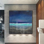 Ozean Gemälde auf Leinwand Blauer Himmel Acryl Gemälde Modern Abstrakt Kunstwerk Blaues Meer | NOCTURNAL OCEAN