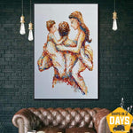 Große abstrakte Familienmalerei, romantische Kunst, Liebesmalerei, Ölgemälde auf Leinwand, zeitgenössische Kunst, Wandkunst | MEANING OF LIFE 80x60 cm
