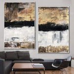 Original Blattgold Gemälde auf Leinwand Diptychon Kunstwerk Großes Abstraktes Set von 2 Gemälden | VISION OF PERFECTION