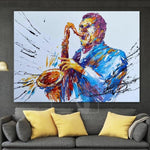 Original Saxophon-Spieler-Gemälde auf Leinwand Moderne Saxophon-Spieler-Grafik | JAZZ MUSIC
