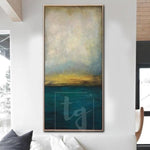 Meer abstrakte Malerei blaue abstrakte Malerei graue Malerei Sonnenuntergang Malerei | WATERSCAPE
