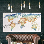 Weltkarte Leinwand Abstrakte Leinwand Kunstöl Weltkarte Wandkunst | GEOGRAPHY LESSON